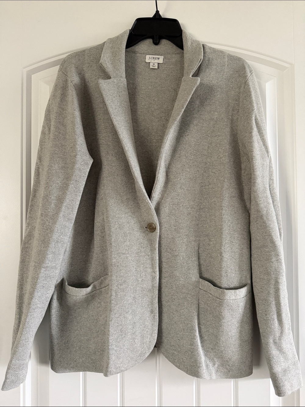 J. Crew Factory Light Gray Knit Single-Button Sweater Blazer